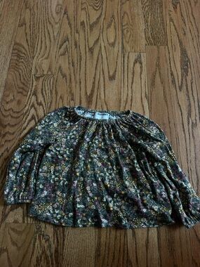 Old Navy Kids Floral Long Sleeve Peasant Top - Olive Green + Pink